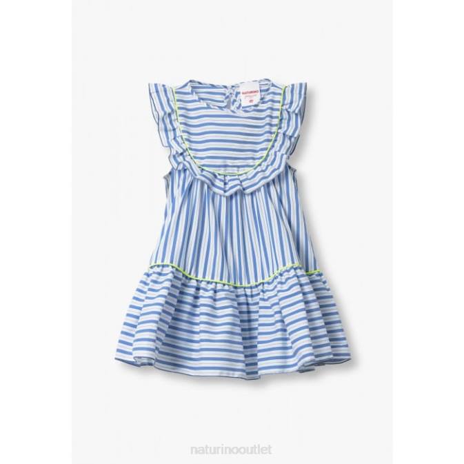Kids Naturino White/Light Blue NERISSA Striped Dress J6T6617