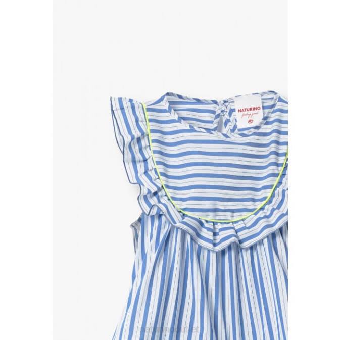 Kids Naturino White/Light Blue NERISSA Striped Dress J6T6617