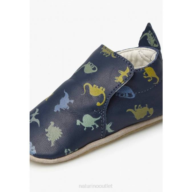 Baby Naturino Blue PLUMARD Crib Shoes with Dinosaur Print J6T65