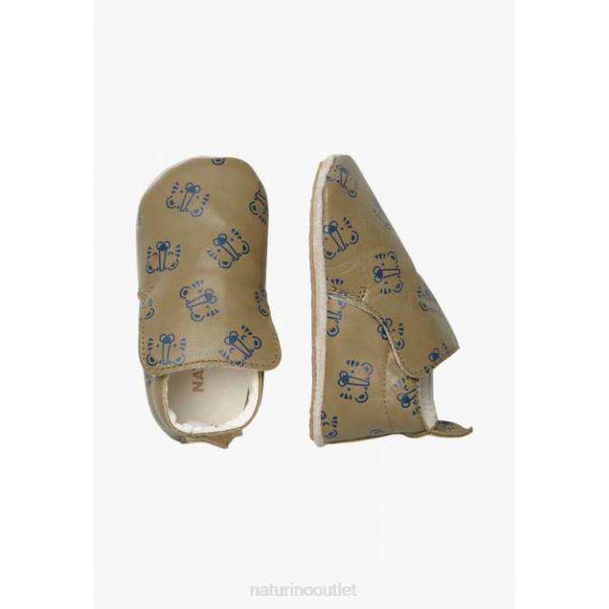 Baby Naturino Dove Grey PLUMARD Crib Shoes with Tiger Print J6T64