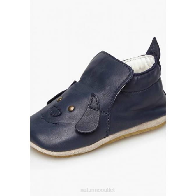 Baby Naturino Navy DLIN Crib Shoes with Doggie Patch J6T67