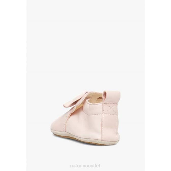 Baby Naturino Pink PLOTE Nappa Leather Crib Shoes with Bow J6T610