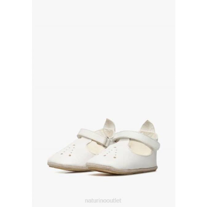Baby Naturino White MUP Semi-Open Crib Shoes J6T614
