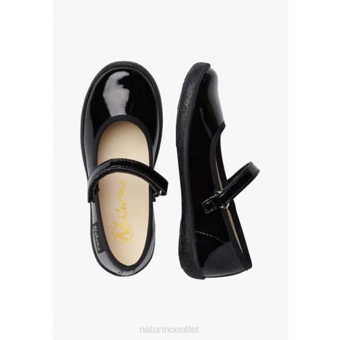 Kids Naturino Black PAVIA Patent Leather Strappy Ballet Flats J6T6540