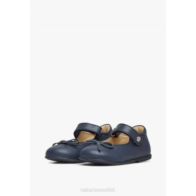 Kids Naturino Blue BALLET Leather Ballerinas with Bow J6T6313