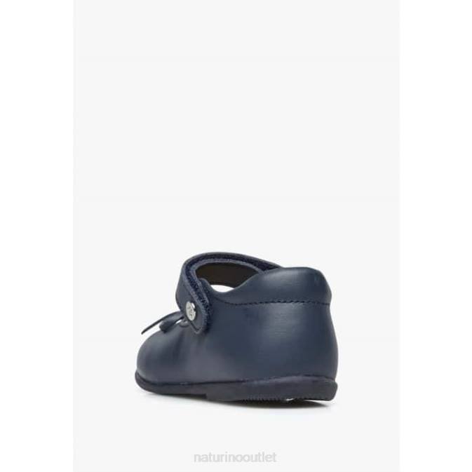 Kids Naturino Blue BALLET Leather Ballerinas with Bow J6T6313