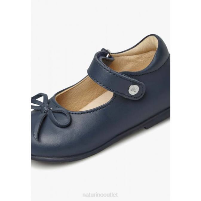 Kids Naturino Blue BALLET Leather Ballerinas with Bow J6T6313