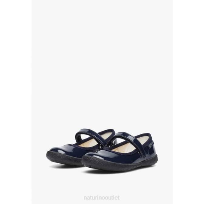 Kids Naturino Blue PAVIA Patent Leather Strappy Ballet Flats J6T6539