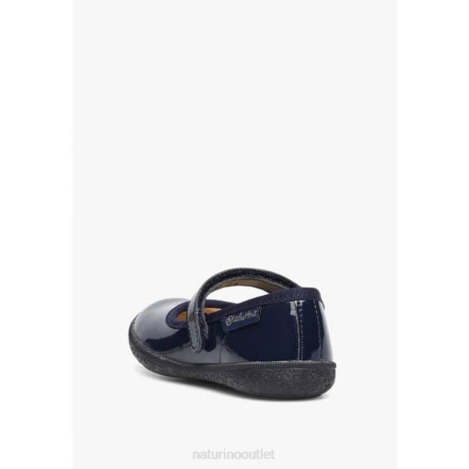Kids Naturino Blue PAVIA Patent Leather Strappy Ballet Flats J6T6539