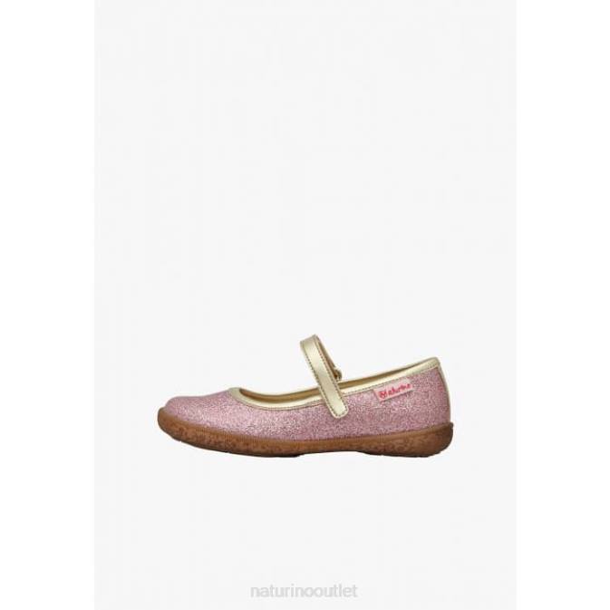 Kids Naturino Pink-Platinum PAVIA Glitter Ballerinas with Strap J6T6526