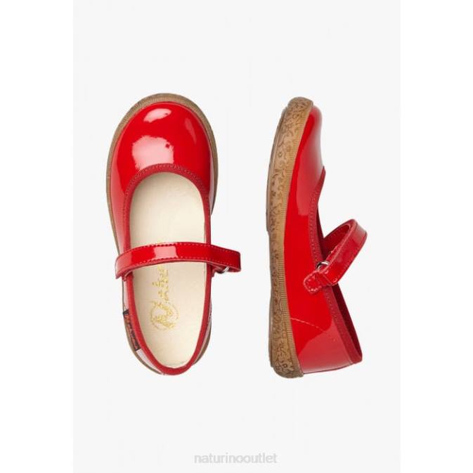 Kids Naturino Red PAVIA Patent Leather Strappy Ballet Flats J6T6538