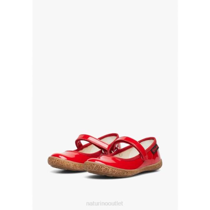 Kids Naturino Red PAVIA Patent Leather Strappy Ballet Flats J6T6538