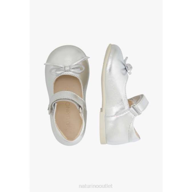 Kids Naturino Silver BALLET Laminated Leather Ballerinas J6T6250