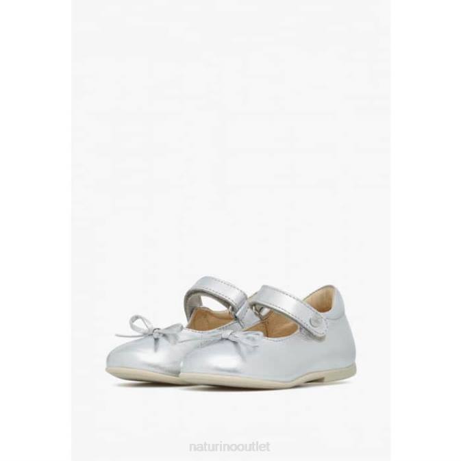 Kids Naturino Silver BALLET Laminated Leather Ballerinas J6T6250