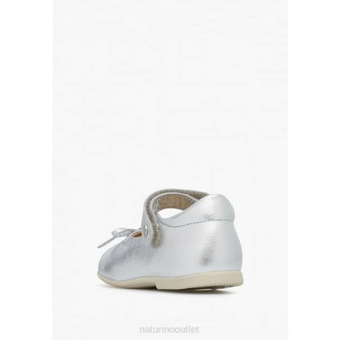 Kids Naturino Silver BALLET Laminated Leather Ballerinas J6T6250