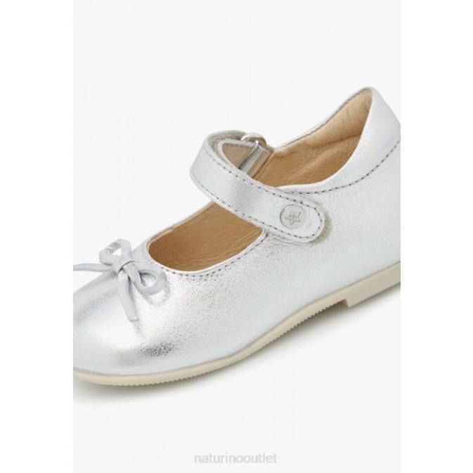 Kids Naturino Silver BALLET Laminated Leather Ballerinas J6T6250
