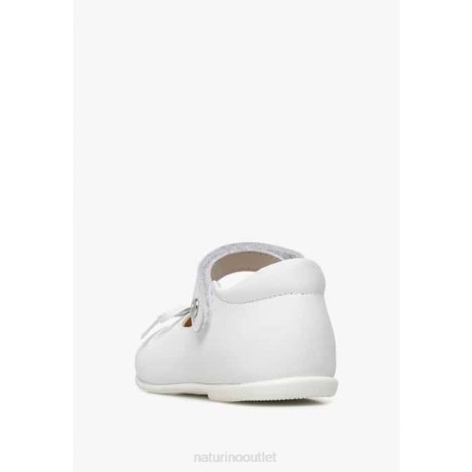 Kids Naturino Silver BALLET Leather Ballerinas with Bow J6T6311