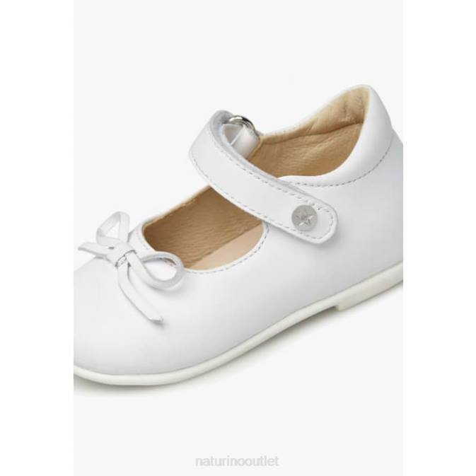 Kids Naturino Silver BALLET Leather Ballerinas with Bow J6T6311