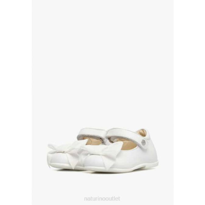 Kids Naturino White ARABESQUE Leather Ballerinas J6T6530