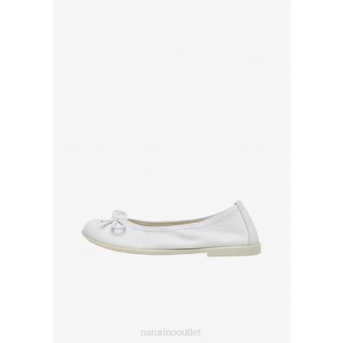 Kids Naturino White MARGOT Ballet Flats with Bow J6T6534