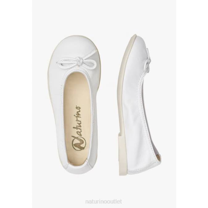 Kids Naturino White MARGOT Ballet Flats with Bow J6T6534