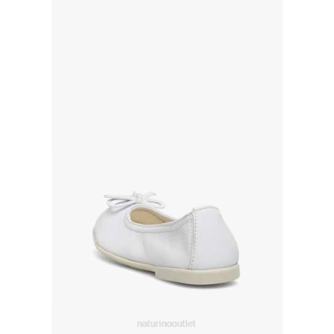 Kids Naturino White MARGOT Ballet Flats with Bow J6T6534
