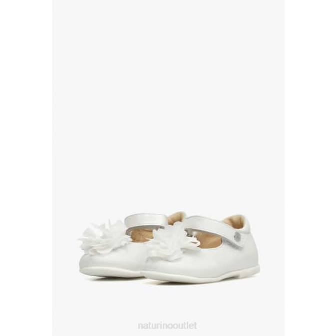 Kids Naturino White PENNILY Leather Ballerinas J6T6536