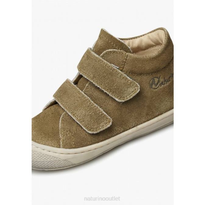 Kids Naturino Army Green COCOON VL First Steps Shoes In Suede Délavé J6T6330
