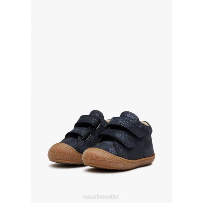 Kids Naturino Blue COCOON VL Glittered Suede First Step Shoes J6T6260