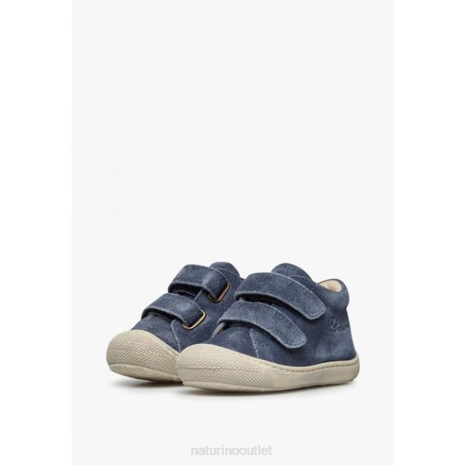 Kids Naturino Navy COCOON VL First Steps Shoes In Suede Délavé J6T6327
