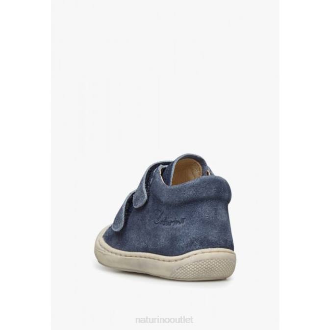 Kids Naturino Navy COCOON VL First Steps Shoes In Suede Délavé J6T6327