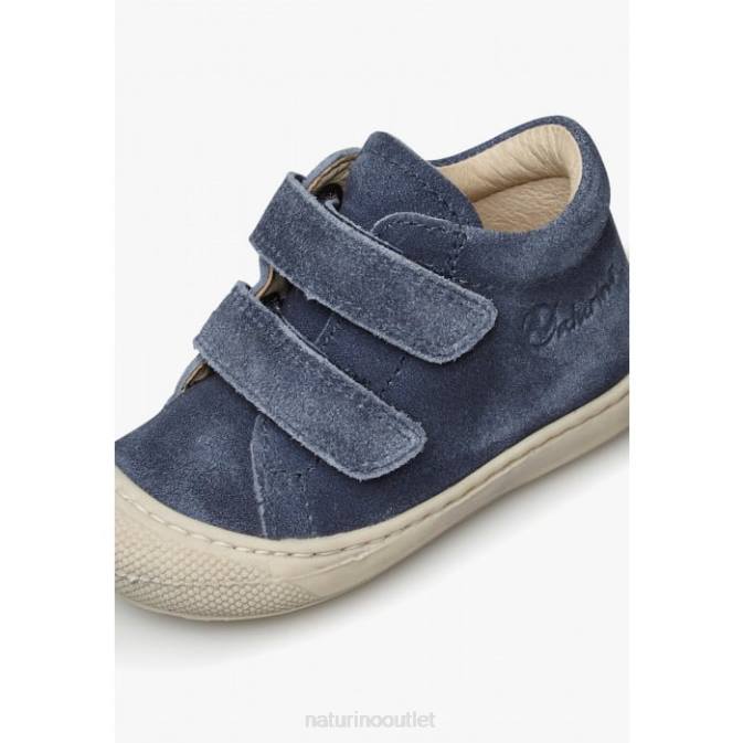 Kids Naturino Navy COCOON VL First Steps Shoes In Suede Délavé J6T6327