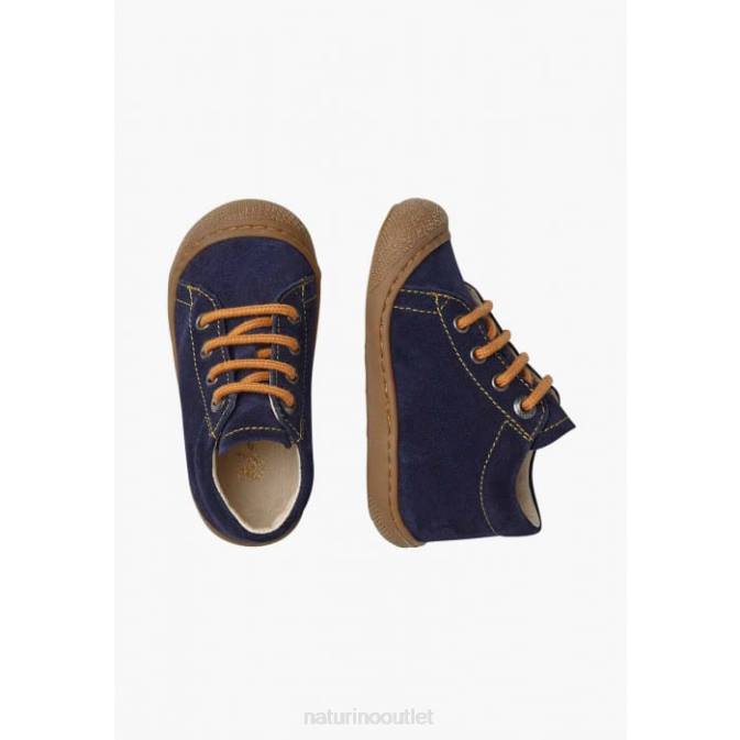 Kids Naturino Navy-Pumpkin COCOON Suede First Steps Shoes J6T6257