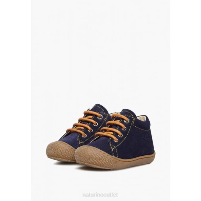 Kids Naturino Navy-Pumpkin COCOON Suede First Steps Shoes J6T6257