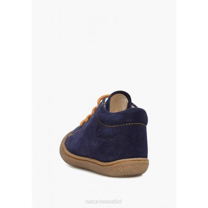Kids Naturino Navy-Pumpkin COCOON Suede First Steps Shoes J6T6257