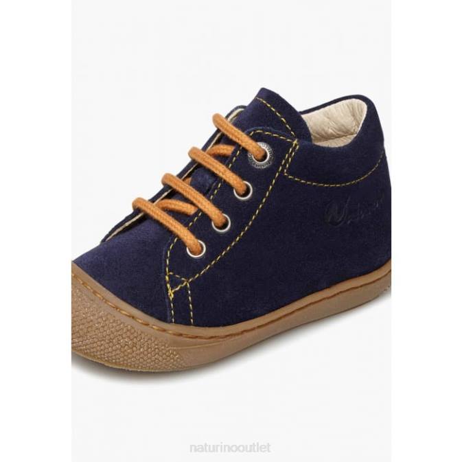 Kids Naturino Navy-Pumpkin COCOON Suede First Steps Shoes J6T6257
