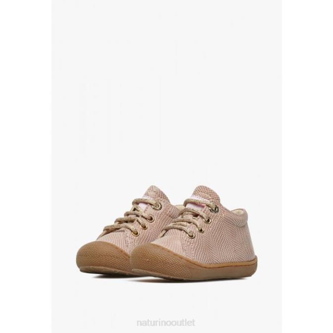 Kids Naturino Powder Pink COCOON Leather First Step Shoes with Reptile Print J6T6256