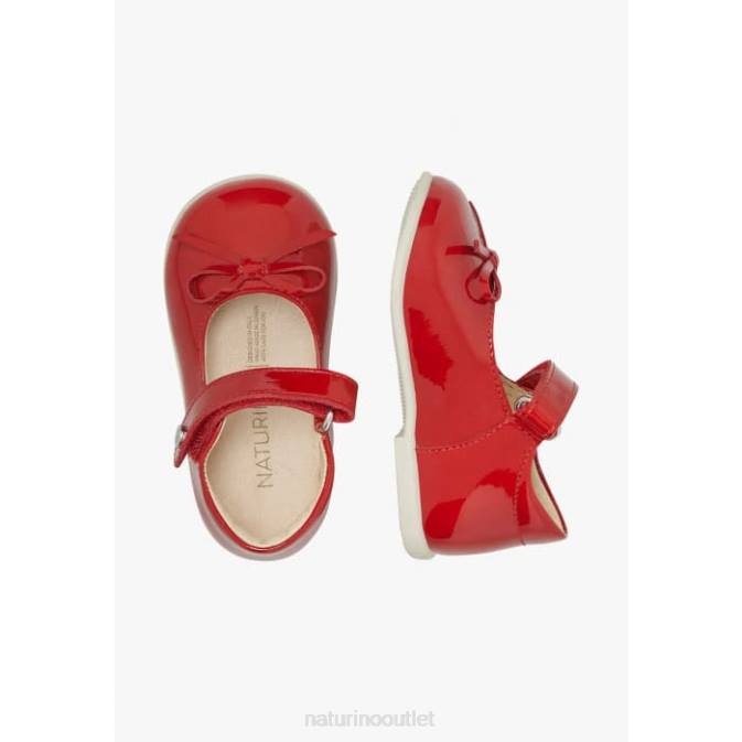 Kids Naturino Red BALLET Patent Leather Strappy Ballet Flats J6T6299