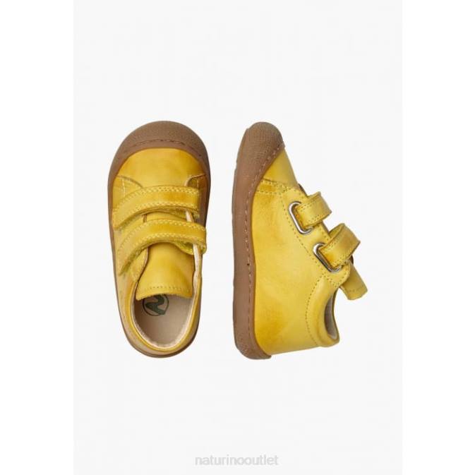 Kids Naturino Yellow COCOON VL First Steps Shoes In Nappa Leather J6T6276