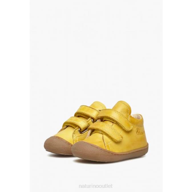 Kids Naturino Yellow COCOON VL First Steps Shoes In Nappa Leather J6T6276
