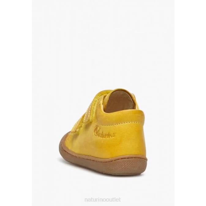 Kids Naturino Yellow COCOON VL First Steps Shoes In Nappa Leather J6T6276
