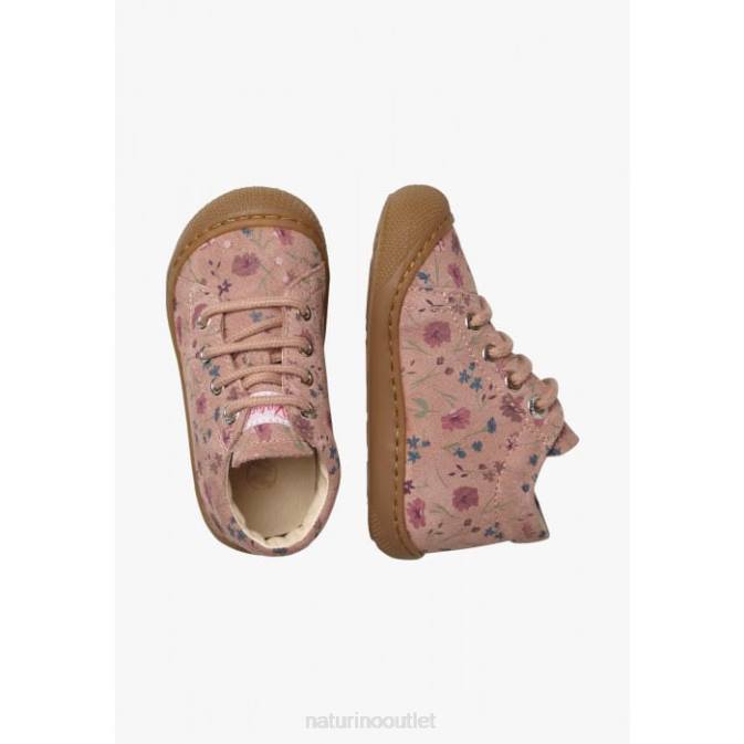 Kids Naturino Antique Pink COCOON Flower Print Suede Toddler Booties J6T6188