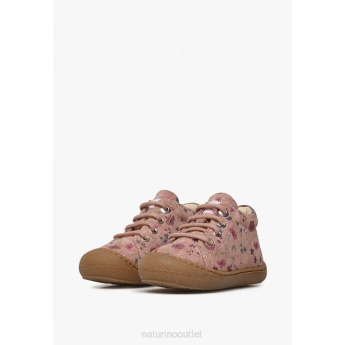 Kids Naturino Antique Pink COCOON Flower Print Suede Toddler Booties J6T6188