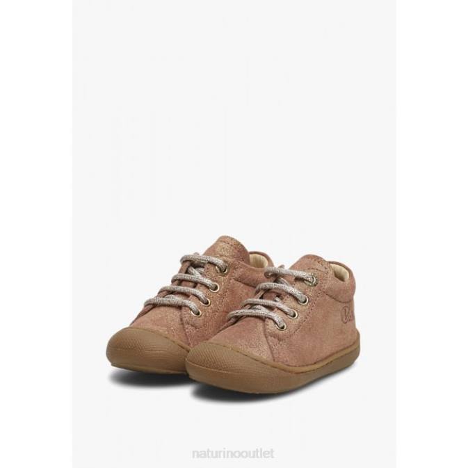 Kids Naturino Antique Pink COCOON Glittered Suede First Step Shoes J6T6122