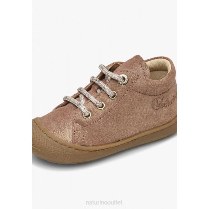 Kids Naturino Antique Pink COCOON Glittered Suede First Step Shoes J6T6122