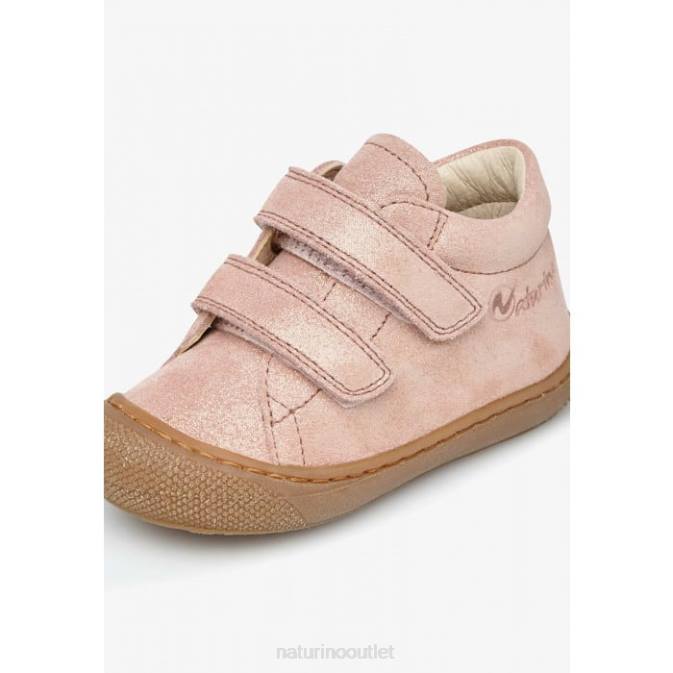 Kids Naturino Antique Pink COCOON VL Glittered Suede First Step Shoes J6T6121