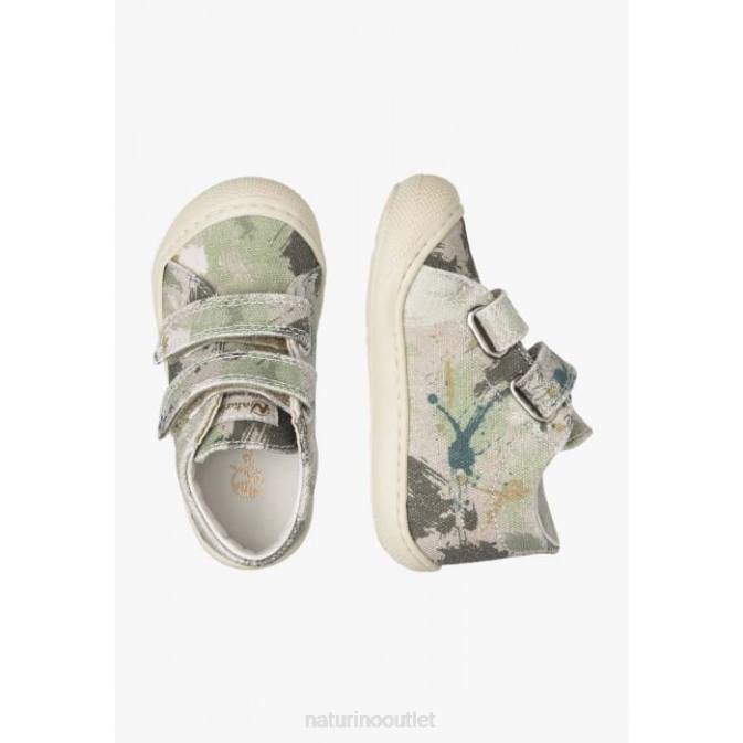Kids Naturino Army Green COCOON VL Fabric First Steps Shoes J6T682