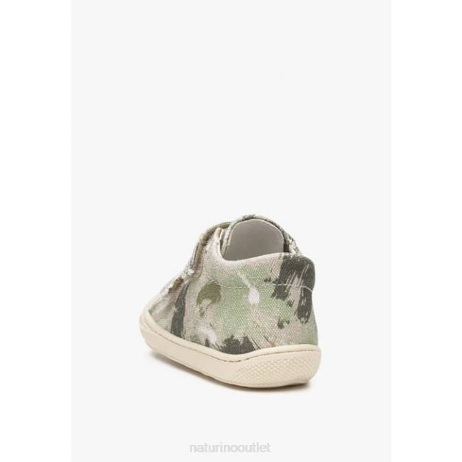 Kids Naturino Army Green COCOON VL Fabric First Steps Shoes J6T682