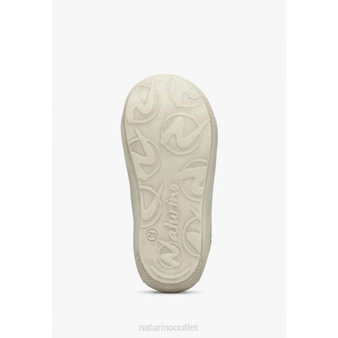 Kids Naturino Beige-Black COCOON Suede First Steps Shoes with Pony Print J6T691