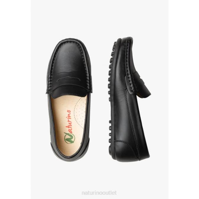 Kids Naturino Black PIACENZA Leather Loafers J6T6208